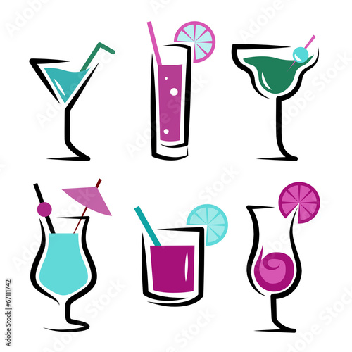 set of cocktails soft and long-drinks