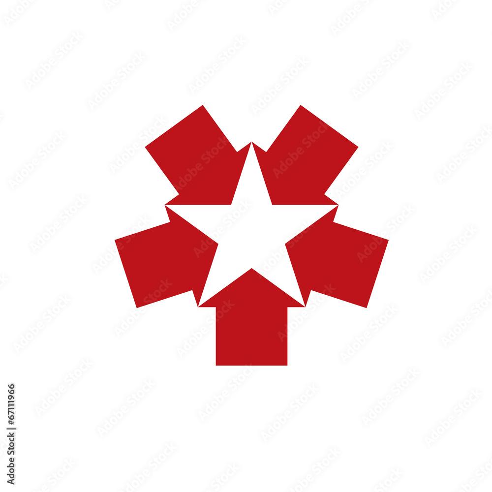 Star icon created with five arrows, vector. Star icon created with five arrows, vector.