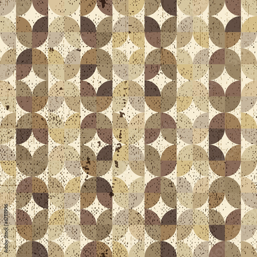 Ornamental worn textile geometric seamless pattern, vector abstr