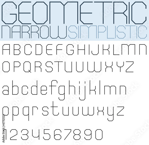 Poster black geometric font and numbers  ultrathin facet letters