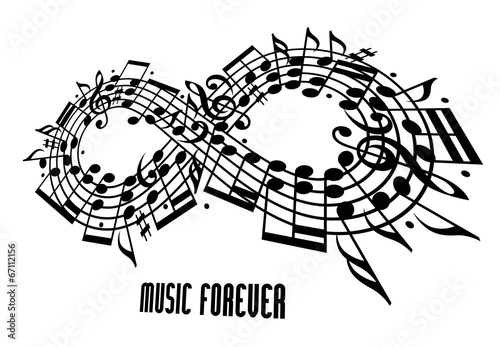 Forever music concept, infinity symbol made with musical notes a