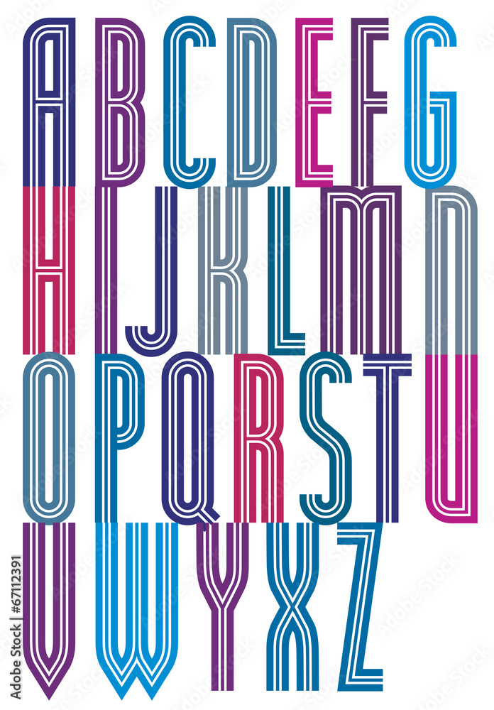 Bright geometric expressive triple font, drop caps. Bright geometric expressive triple font, drop caps.