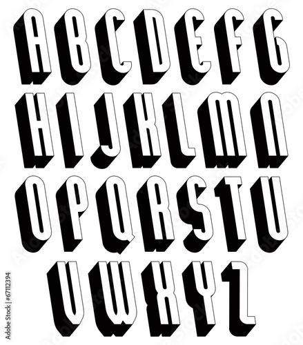 Black and white 3d font.