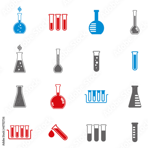 Chemical and medical flask icons vector set.