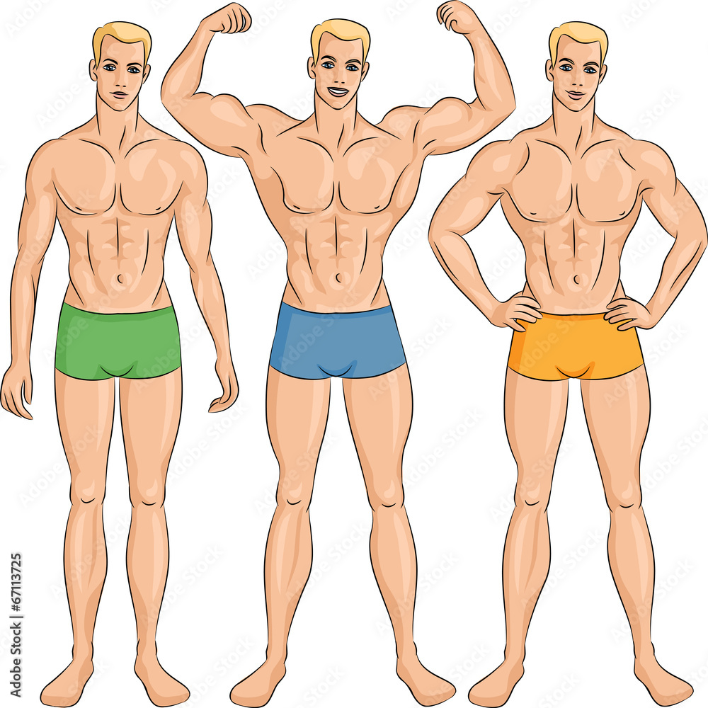 vector set of young athletic guys in shorts vector set of young athletic guys in shorts