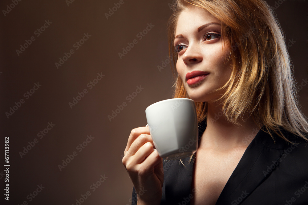 Beautiful Girl Drinking Tea or Coffee Beautiful Girl Drinking Tea or Coffee