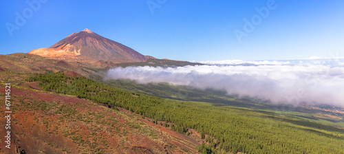 The Teide volcano and Orotava Valley surrounded by clouds