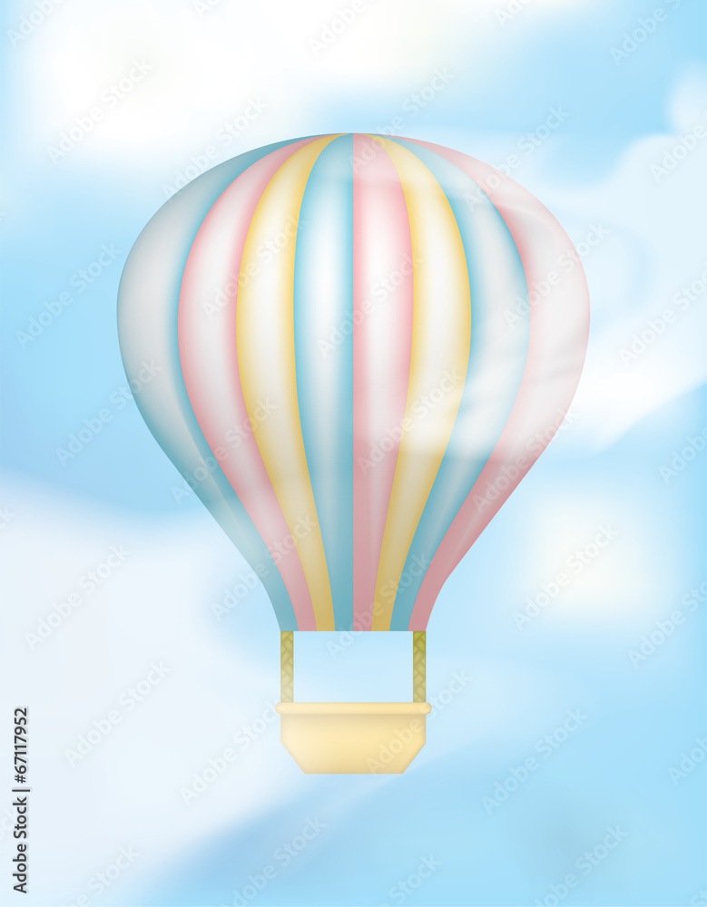 Fototapeta premium Hot Air Balloon with Vertical Colored Stripes