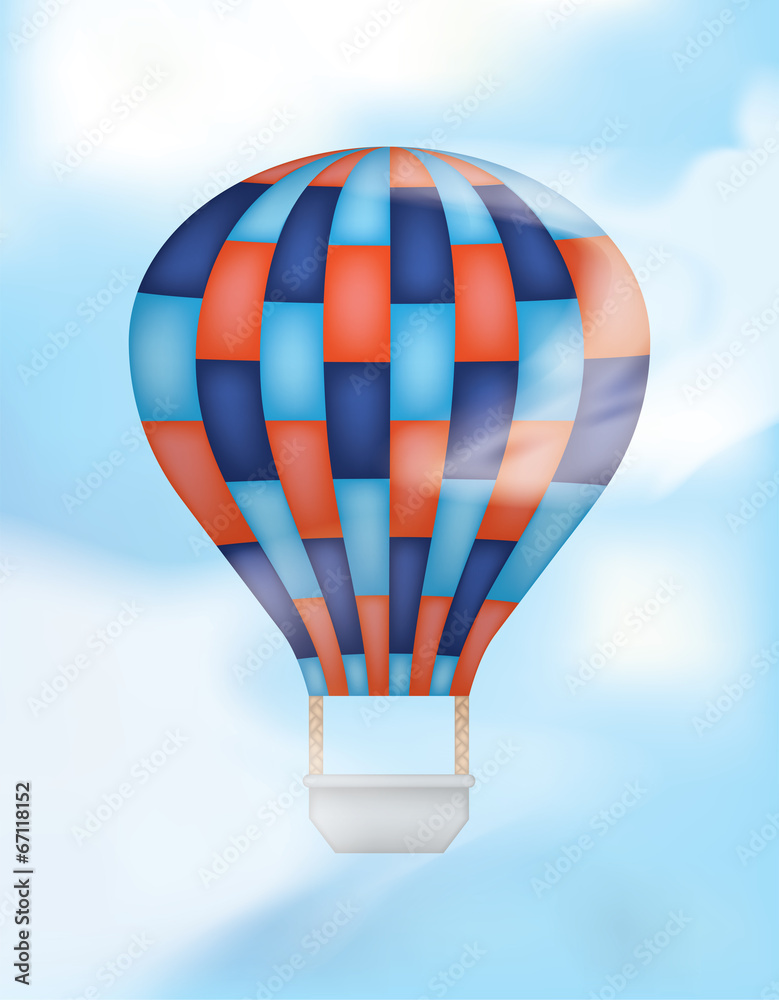 Hot Air Balloon with Blue and Red Stock Vector | Adobe Stock
