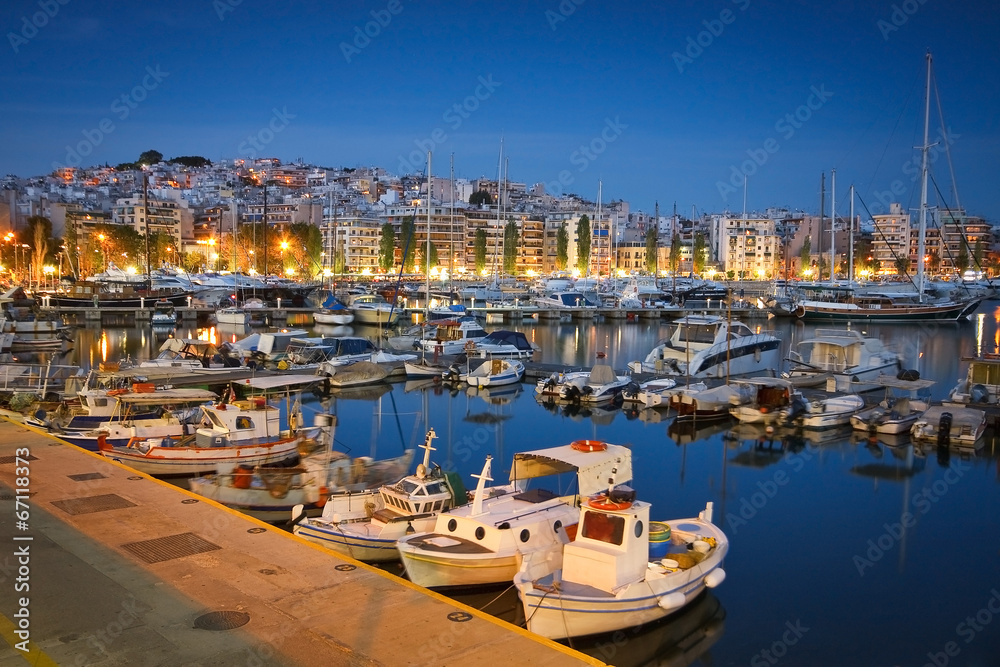 Boats in Zea marina, Piraeus, Athens. - obrazy, fototapety, plakaty 