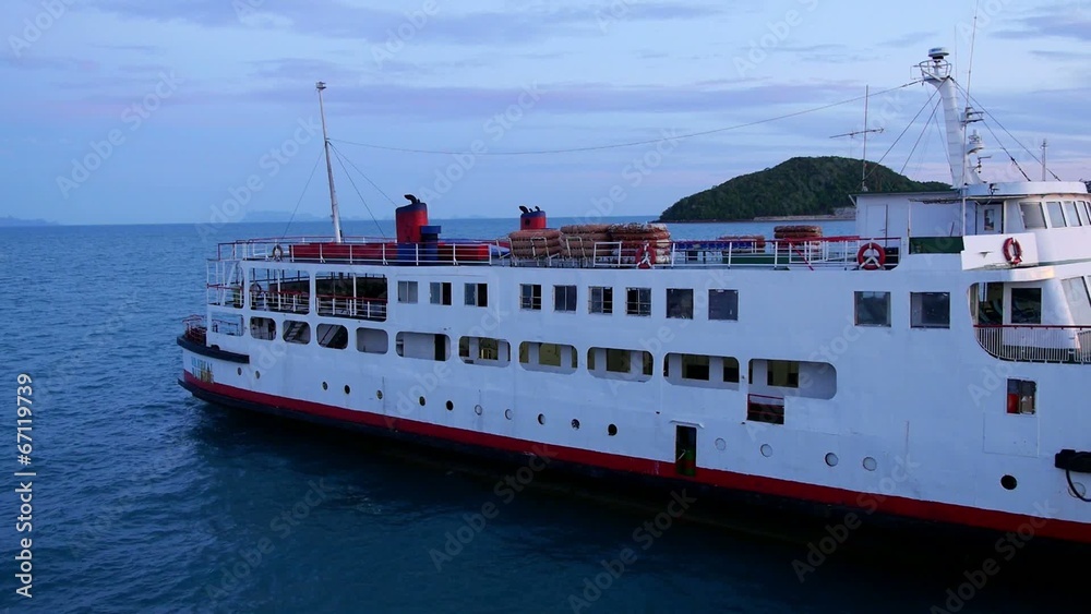 Anchored Ferry Waiting Permission to Go. Time before Sunrise at Anchored Ferry Waiting Permission to Go. Time before Sunrise at