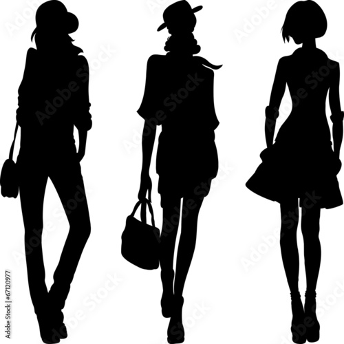 Vector silhouette of fashion girls top models