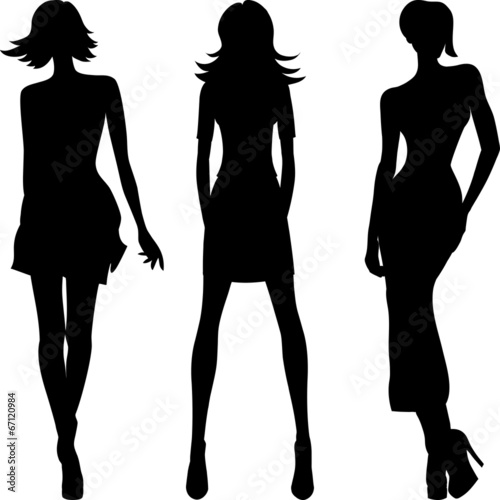 Vector silhouette of fashion girls top models
