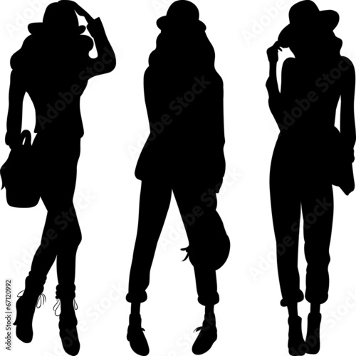 Vector silhouette of fashion girls top models