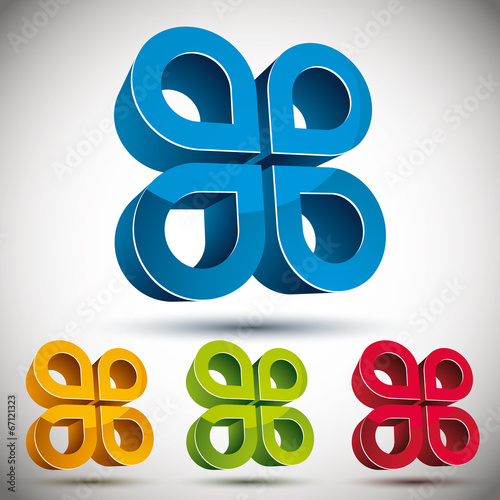 3d abstract icon with 4 pet...