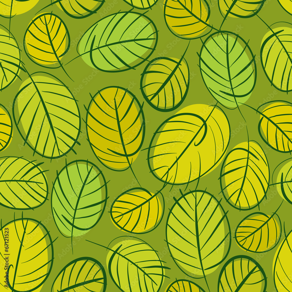 Green leaves seamless background, floral seamless pattern, hand Green leaves seamless background, floral seamless pattern, hand