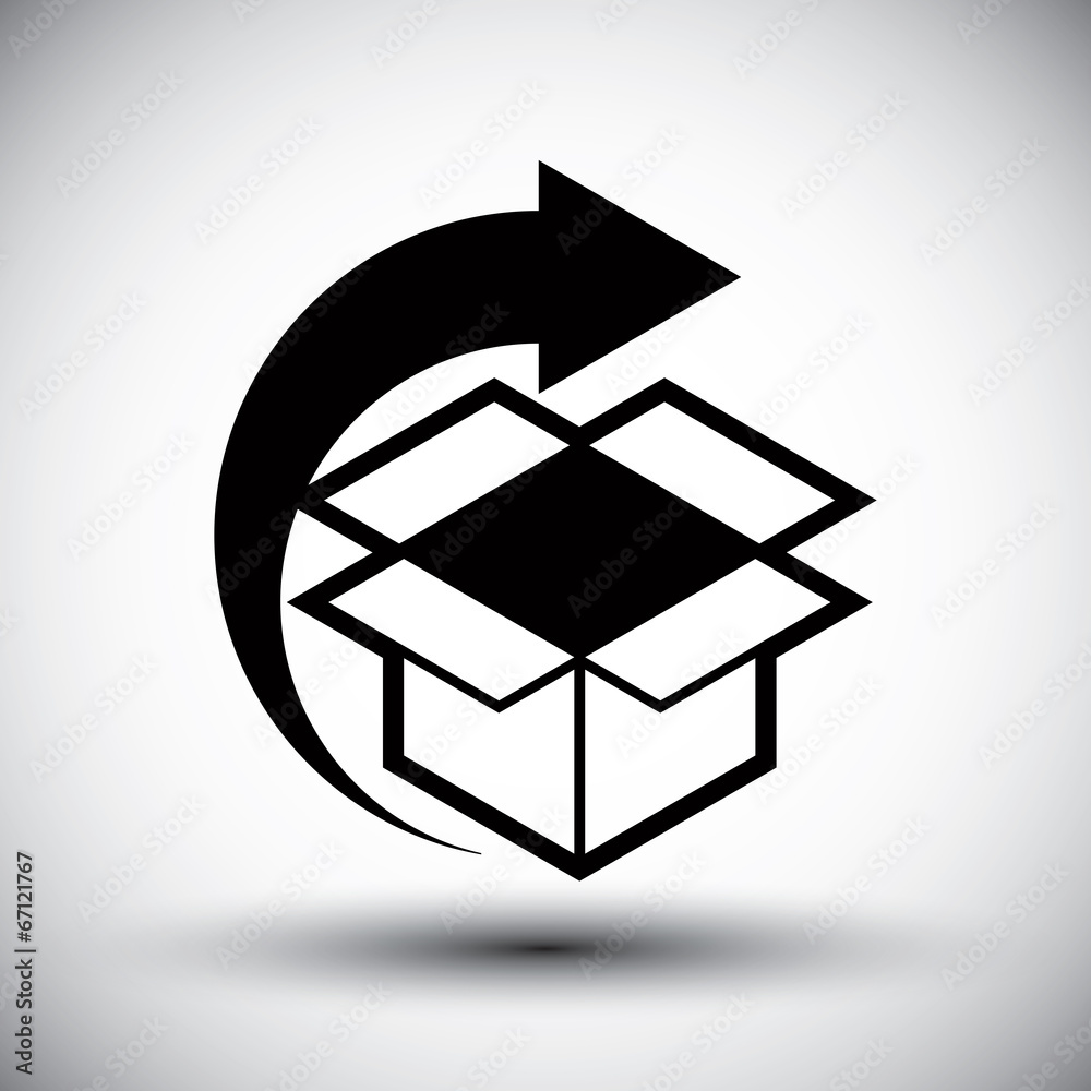 Gift delivery conceptual icon, simple single color new idea vect Gift delivery conceptual icon, simple single color new idea vect