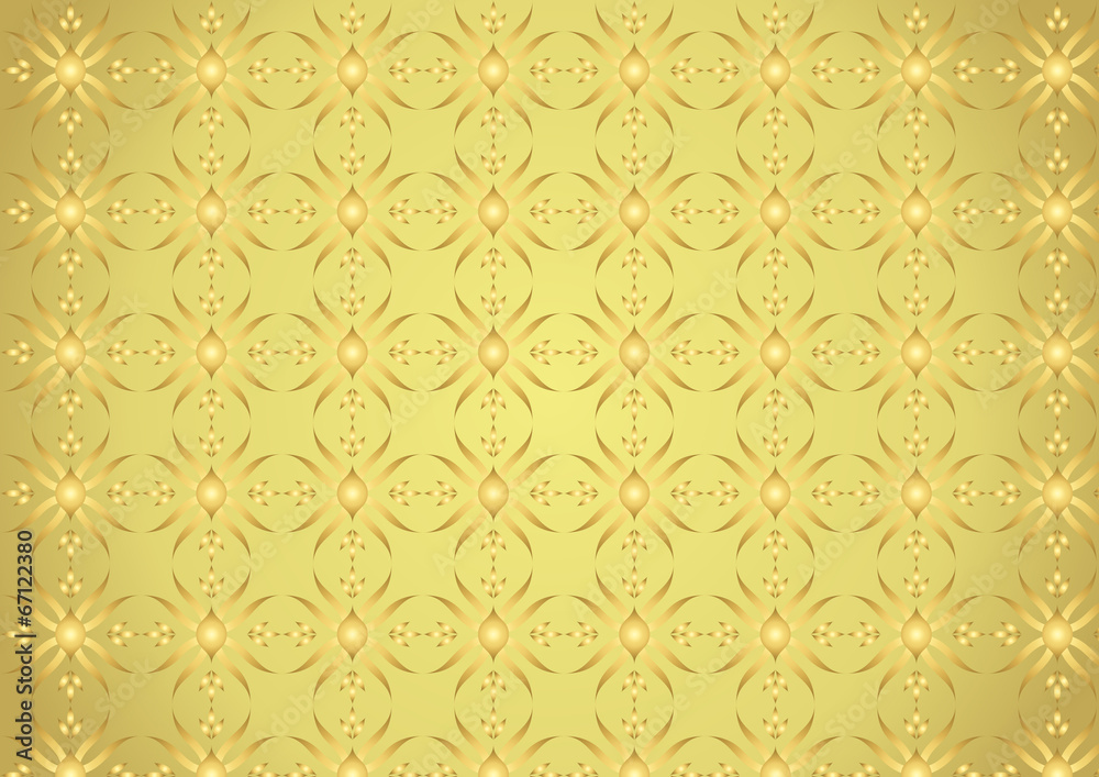 Gold Modern Flower and Rhomboid and Circle Pattern on Pastel Bac Gold Modern Flower and Rhomboid and Circle Pattern on Pastel Bac
