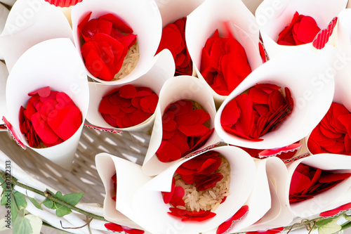 Red confettis for wedding