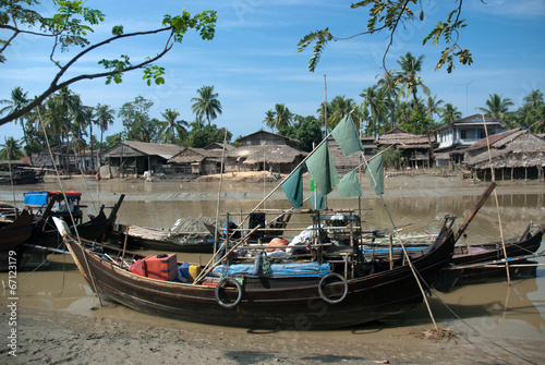 Wallpaper Mural Traditional Myanmar village on estuary in Kyaikto city,Myanmar. Torontodigital.ca