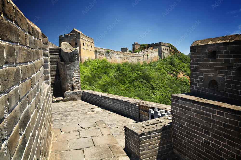 The Great Wall of China near Jinshanling on a sunny summer day