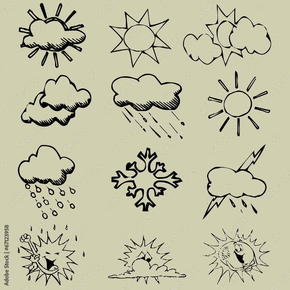 Obraz premium clouds, sun, weather, vector
