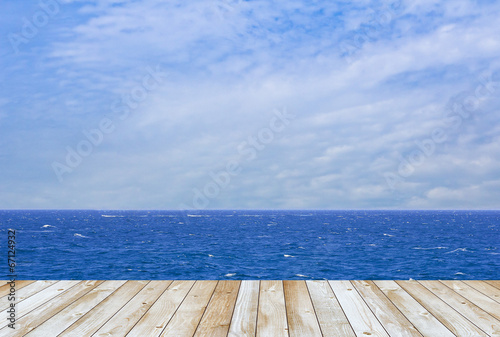 Deep blue Ocean view in sunny day from platform