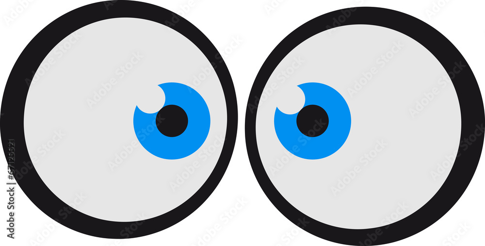 Ängstliche schielende blaue Comic Augen Ängstliche schielende blaue Comic Augen
