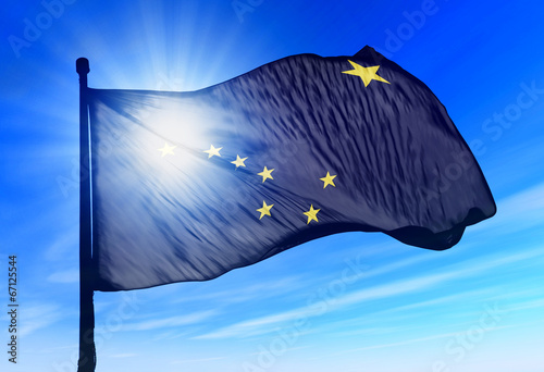 Alaska (USA) flag waving on the wind