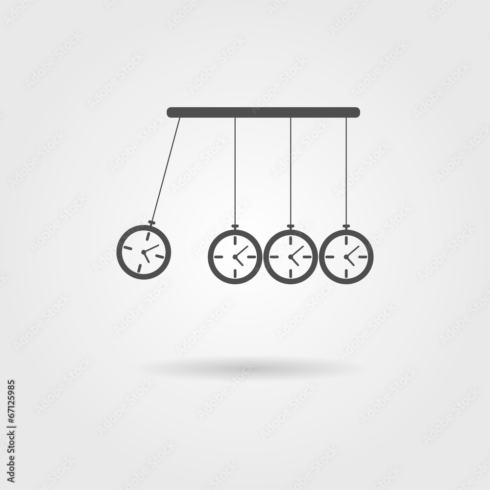 Newton's Cradle icon, concept of procrastination Newton's Cradle icon, concept of procrastination