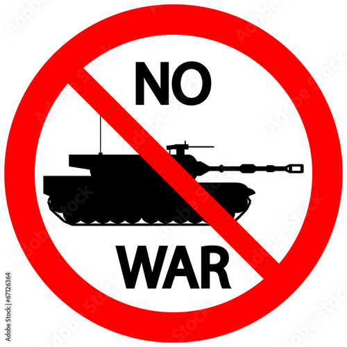 No war sign with modern tank