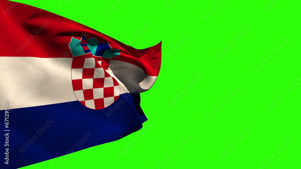 Large croatia national flag blowing