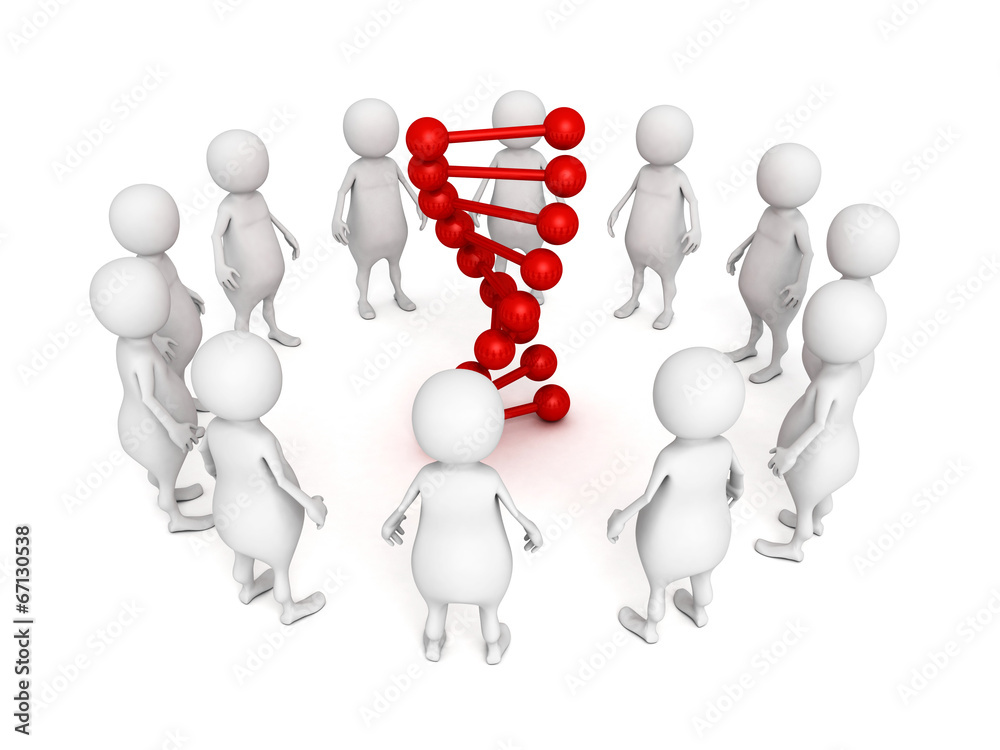 White people in circle around DNA chain White people in circle around DNA chain