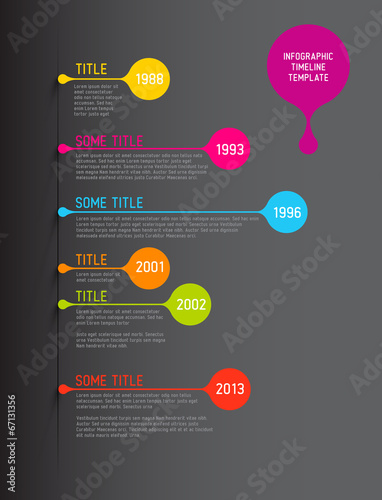 Colorful Infographic timeline report template with bubbles