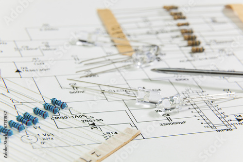 Bilde på lerret Group of electronic components