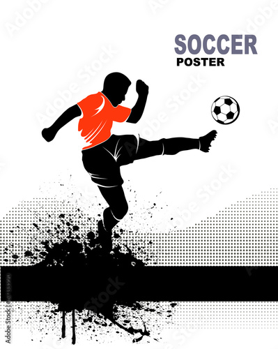 silhouette of soccer player on grunge background