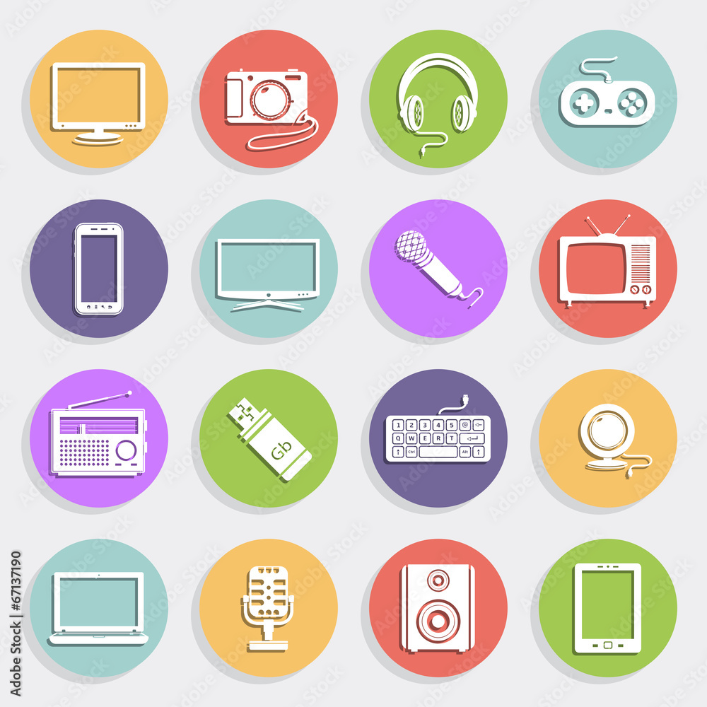 Technology and multimedia icons, flat design vector Technology and multimedia icons, flat design vector