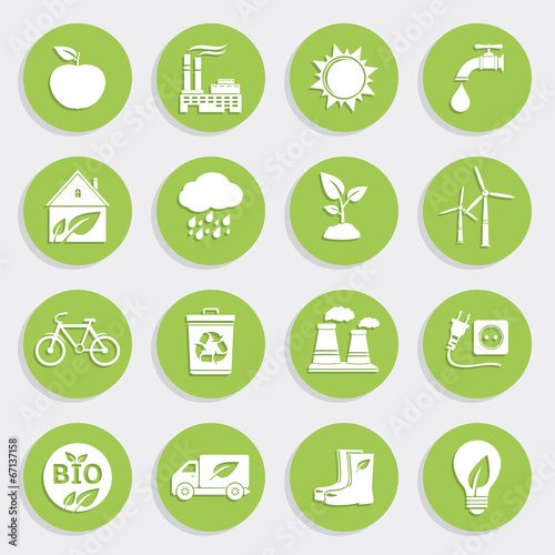 Set of Green Ecology Flat Icons