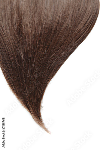 Shiny brown hair isolated on white