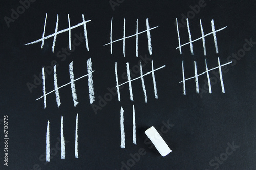 Counting days by drawing sticks isolated on black