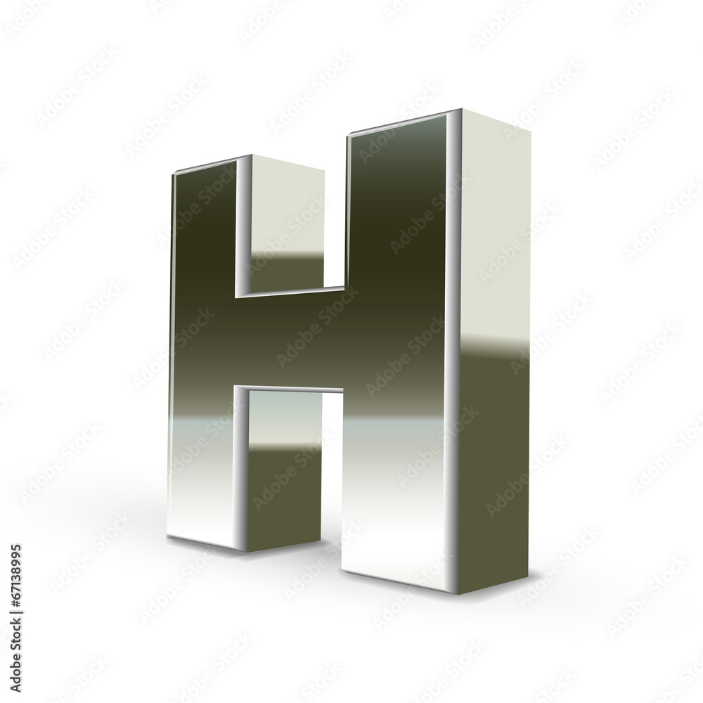 3d silver steel letter H 3d silver steel letter H