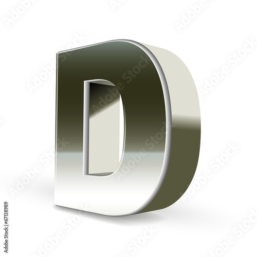 3d silver steel letter D