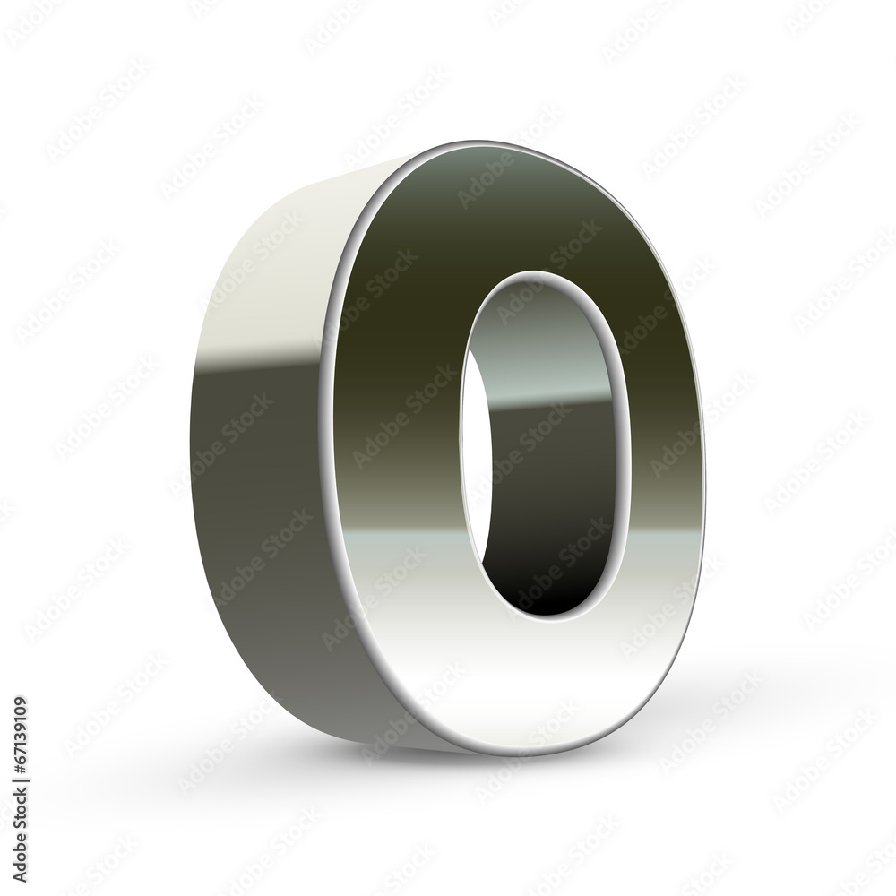 3d silver steel letter O 3d silver steel letter O