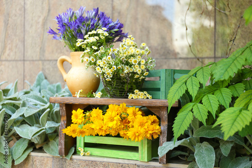 Fototapeta Naklejka Na Ścianę i Meble -  Garden decoration with wildflowers, outdoors