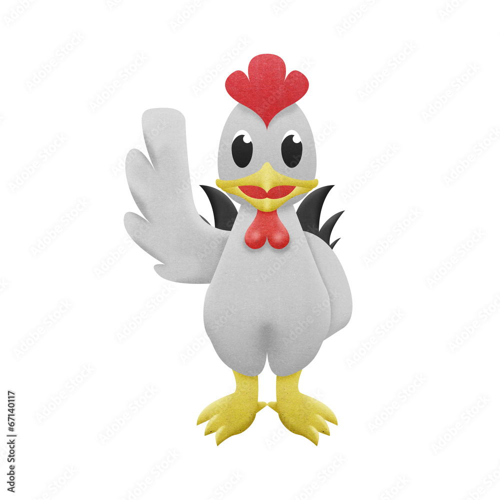 chicken white cartoon is cute illustration of paper cut