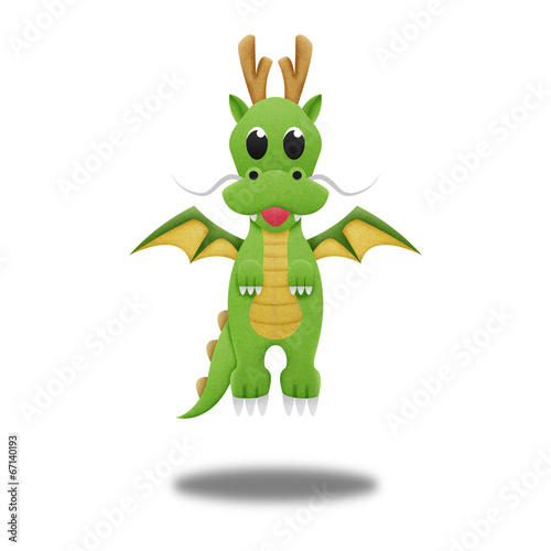 green dragon for illustration cute cartoon of paper cut
