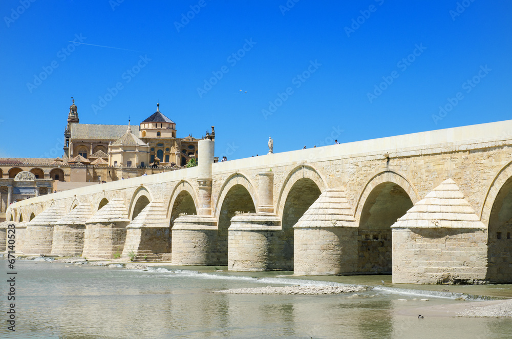 Mosque, Roman bridge and Guadalquivir river, Cordoba, Spain.