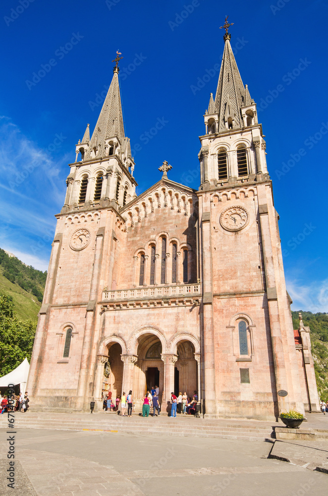 celebrating a mass at Covadonga Basilica in Asturias, Spain.