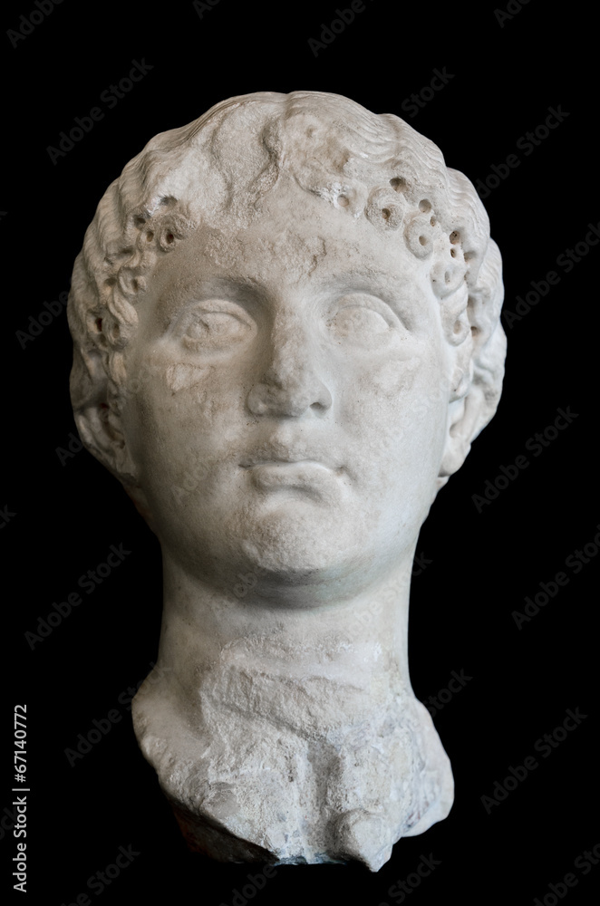 Obraz premium Ancient Roman Sculpture on black isolated background.