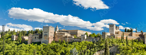 Panorama of the famous Alhambra palace in Granada, Spain.